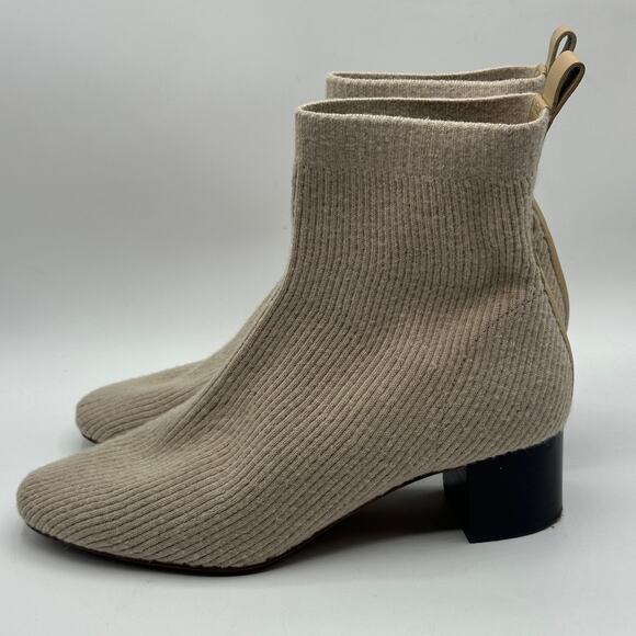 EVERLANE The Glove Boots in Oatmeal Wool Knit Cream Sz 10.5 - Picture 5 of 9